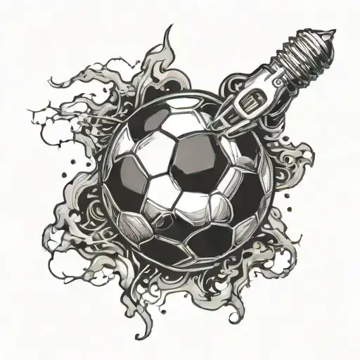 A soccer ball morphing into a lightbulb, symbolizing the fusion of your passion for soccer and your occupation as an electrician tattoo design idea