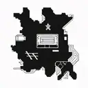 An abstract design featuring the Ibrox stadium intertwined with electrical circuit patterns, showcasing your love for soccer and your work as an electrician tattoo design idea