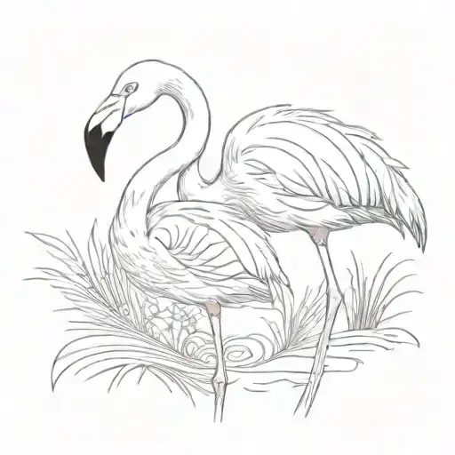mom and baby flamingo tattoo design idea