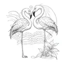 2 flamingos tattoo design idea