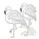 2 flamingos tattoo design idea