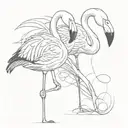 2 flamingos tattoo design idea