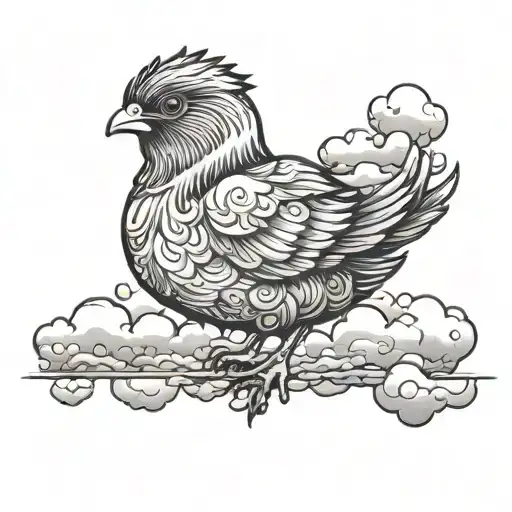 a chick magnet in a bunch of clouds\  tattoo design idea