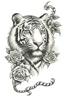 white tiger and roses   tattoo design idea