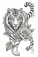 white tiger and roses   tattoo design idea