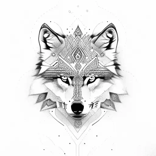 indian wolf tattoo design idea