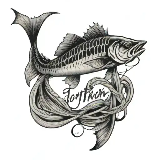 name Jonathan spelled out with fishing string my best catch tattoo design idea