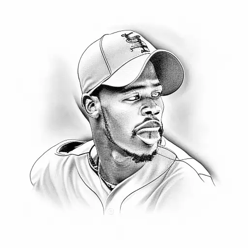 A realistic black and grey portrait of a St. Louis Cardinals player tattoo design idea