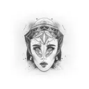 knife with isabelle adjani's face on it tattoo design idea
