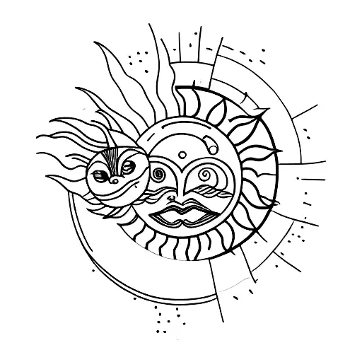 Sun and Moon tattoo design idea