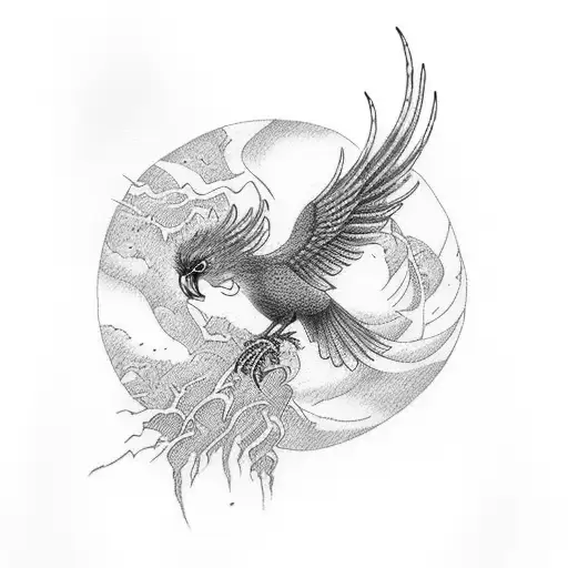 phoenix bird  tattoo design idea