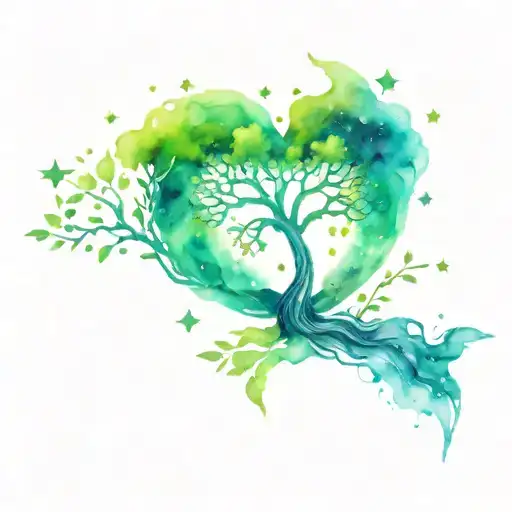 tree of life intertwined with eternal love symbol with stars tattoo design idea