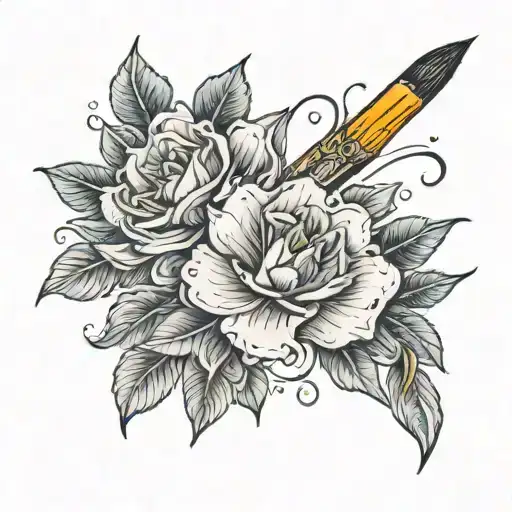paintbrush and pencil   tattoo design idea