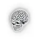 skeleton hand holding a brain tattoo design idea