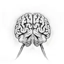 skeleton hand holding a brain tattoo design idea