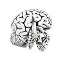 skeleton hand holding a brain tattoo design idea