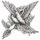 cloud doves and cross sleeve tattoo design idea