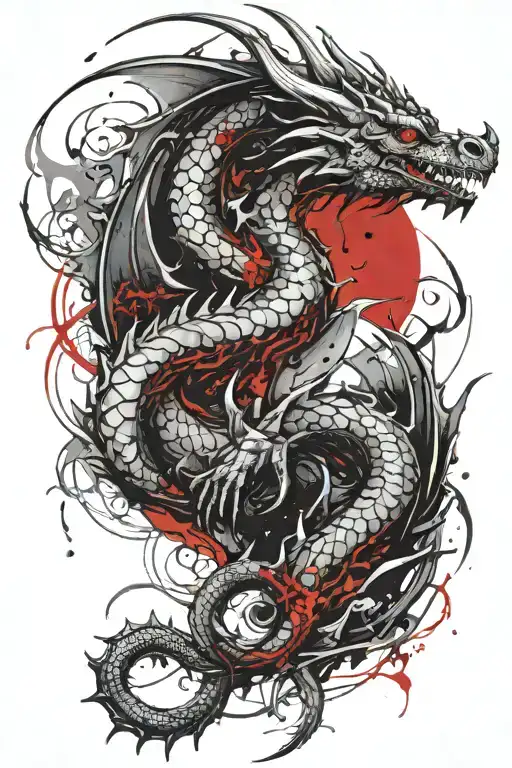 sexy dragon having skin with red tones for thigh tattoo tattoo design idea