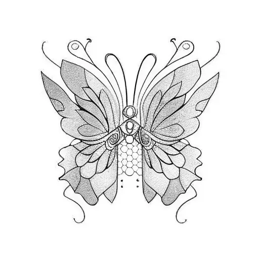 butterfly with initials KT and MP embedded into the wings tattoo design idea