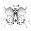 butterfly with initials KT and MP embedded into the wings tattoo design idea
