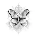 butterfly with initials KT and MP written in the wings tattoo design idea