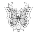 butterfly with initials KT and MP written in the wings tattoo design idea