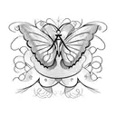 butterfly with initials KT and MP written in the wings tattoo design idea