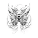 butterfly with initials KT and MP written in the wings tattoo design idea