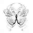 butterfly with initials KT and MP written in the wings tattoo design idea
