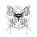 butterfly with initials KT and MP written in the wings tattoo design idea