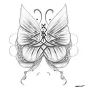 butterfly with initials KT and MP written in the wings tattoo design idea