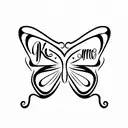 butterfly with initials KT and MP written in the wings tattoo design idea