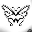 butterfly with initials KT and MP written in the wings tattoo design idea