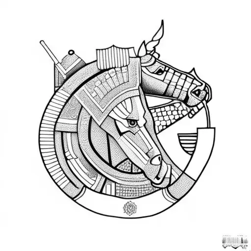 trojan horse holding beer  tattoo design idea