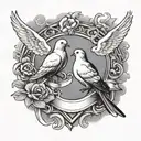 Clouds doves with banner tattoo design idea