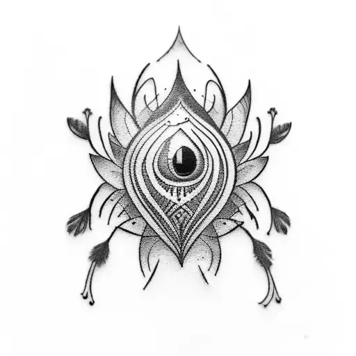 dhwiti name small tattoo of name Dhwiti with flute and peacock feather tattoo design idea