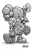 kaws with flowers tattoo design idea