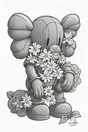 kaws with flowers tattoo design idea