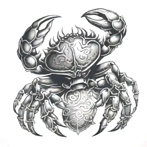 crab and taurus bull tattoo design idea