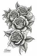 4 roses with EJ  tattoo design idea