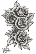 4 roses with EJ  tattoo design idea