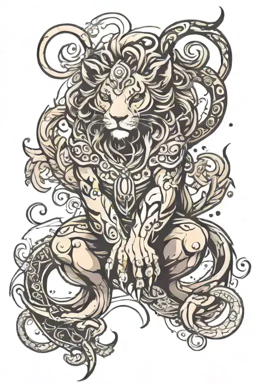leo cancer zodiac sign tattoo design idea