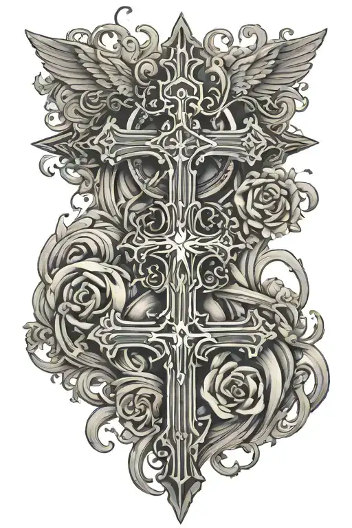 Faith and Cross surrounded tattoo design idea