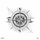 Compass stuck in sand 45dagree angle with shade tattoo design idea