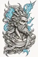 zeus with blue lightning  tattoo design idea