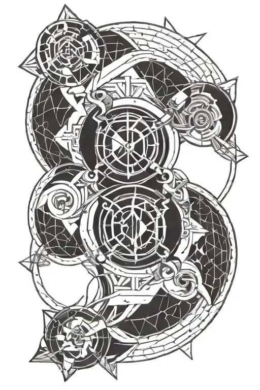 geometric Gemini tattoo with symbol of the twin, ruling planet mercury, element of air tattoo design idea