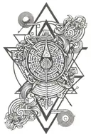 Geometrical gemini tattoo with ruling planet mercury, element of air, symbol of the twin tattoo design idea