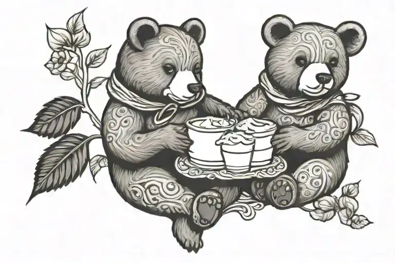 milk mocha bear holding tattoo design idea