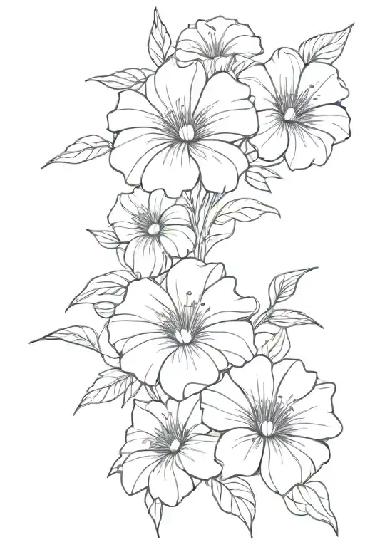 morning glory and aster flowers bouquet  tattoo design idea
