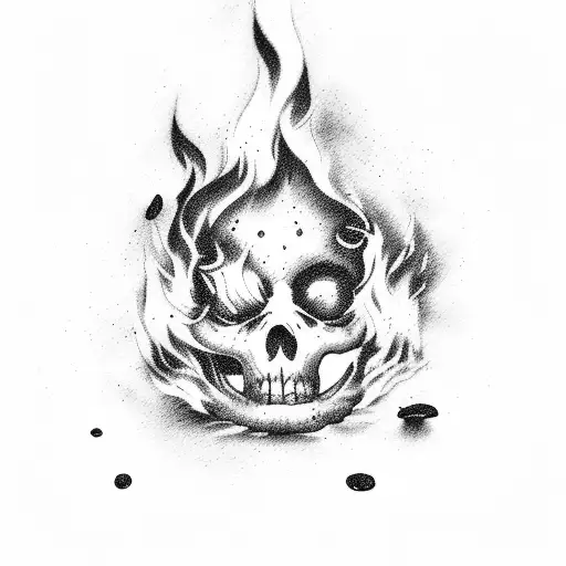 silhouette burning down in flames fading away tattoo design idea